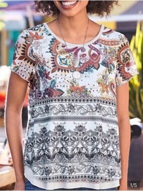 Sundance Creative Type Paisley
Mesh Overlay Top